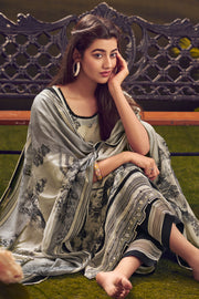 Grey Pure Muslin Silk Digital Print Fancy Salwar Suit